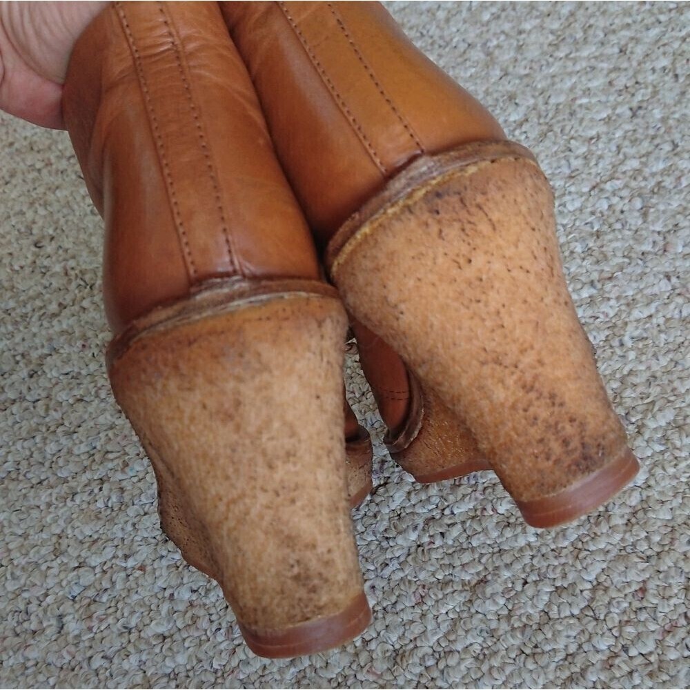 MARC BY MARC JACOBS Brown Tan Calf Leather Wedge oxford ankle Boots size 6 - Picture 11 of 16